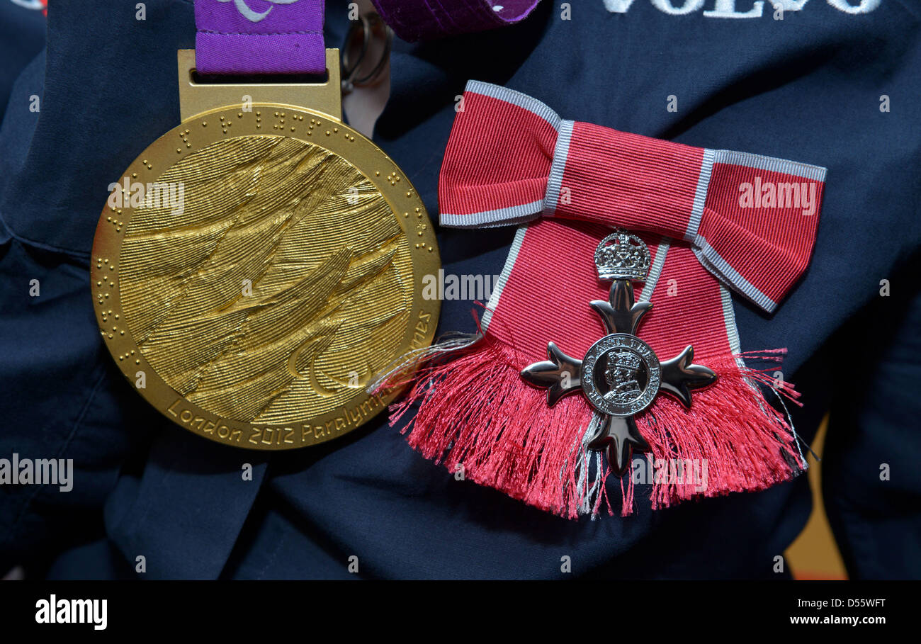 Paralympic Gold medal and MBE Stock Photo