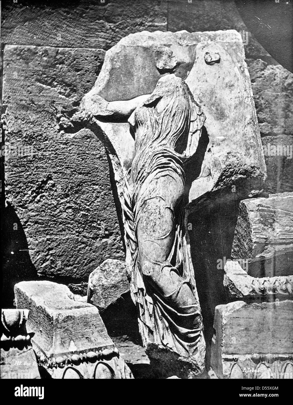 A photograph of the Apteras Temple, an ancient Greek structure known for its historical significance and ruins. Located in Crete, it offers insight into Greek architecture and religious practices. Stock Photo