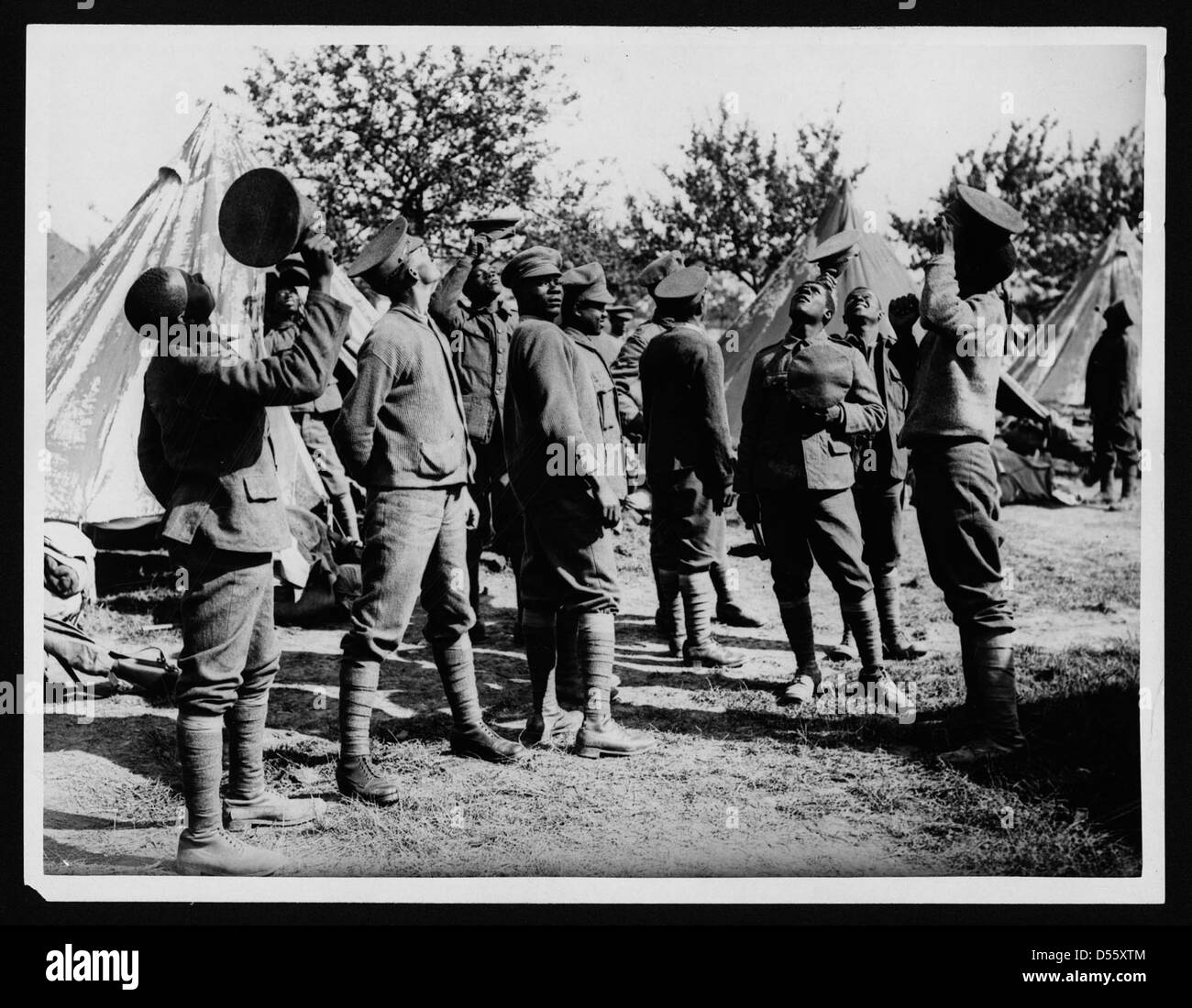 West Indian regiment in their camp, France, during World War I Stock Photo