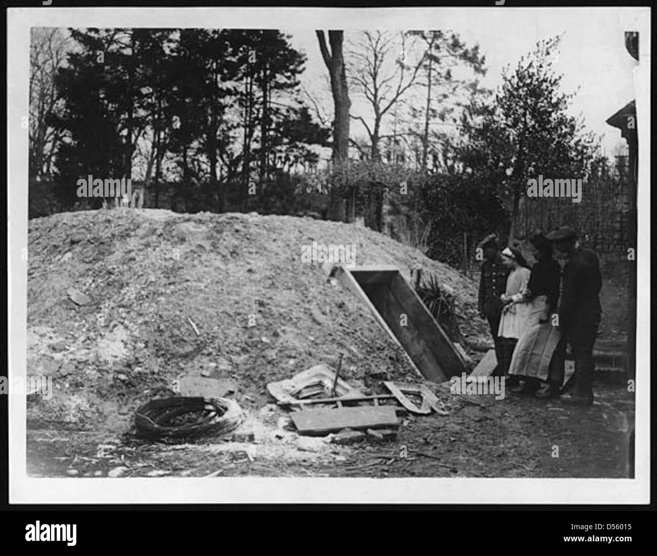 Great dug-out in the garden of a house at Nesle which was occupied by a German Headquarters Stock Photo