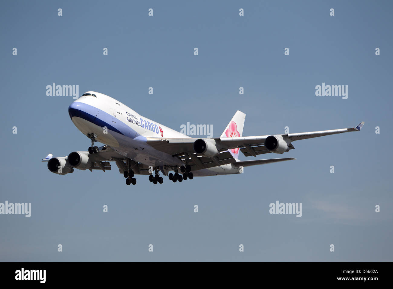 LOS ANGELES, CALIFORNIA, USA - MARCH 21, 2013 - China Airlines Cargo Boeing 747-409F lands at Los Angeles Airport Stock Photo