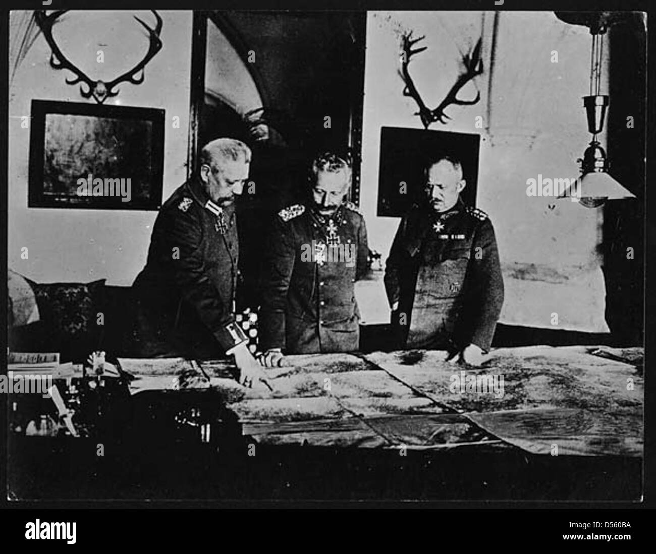 Copy of a photograph taken from a German Officer showing Kaiser, Hindenburg and Ludendorff at G.H.Q., Spa Stock Photo