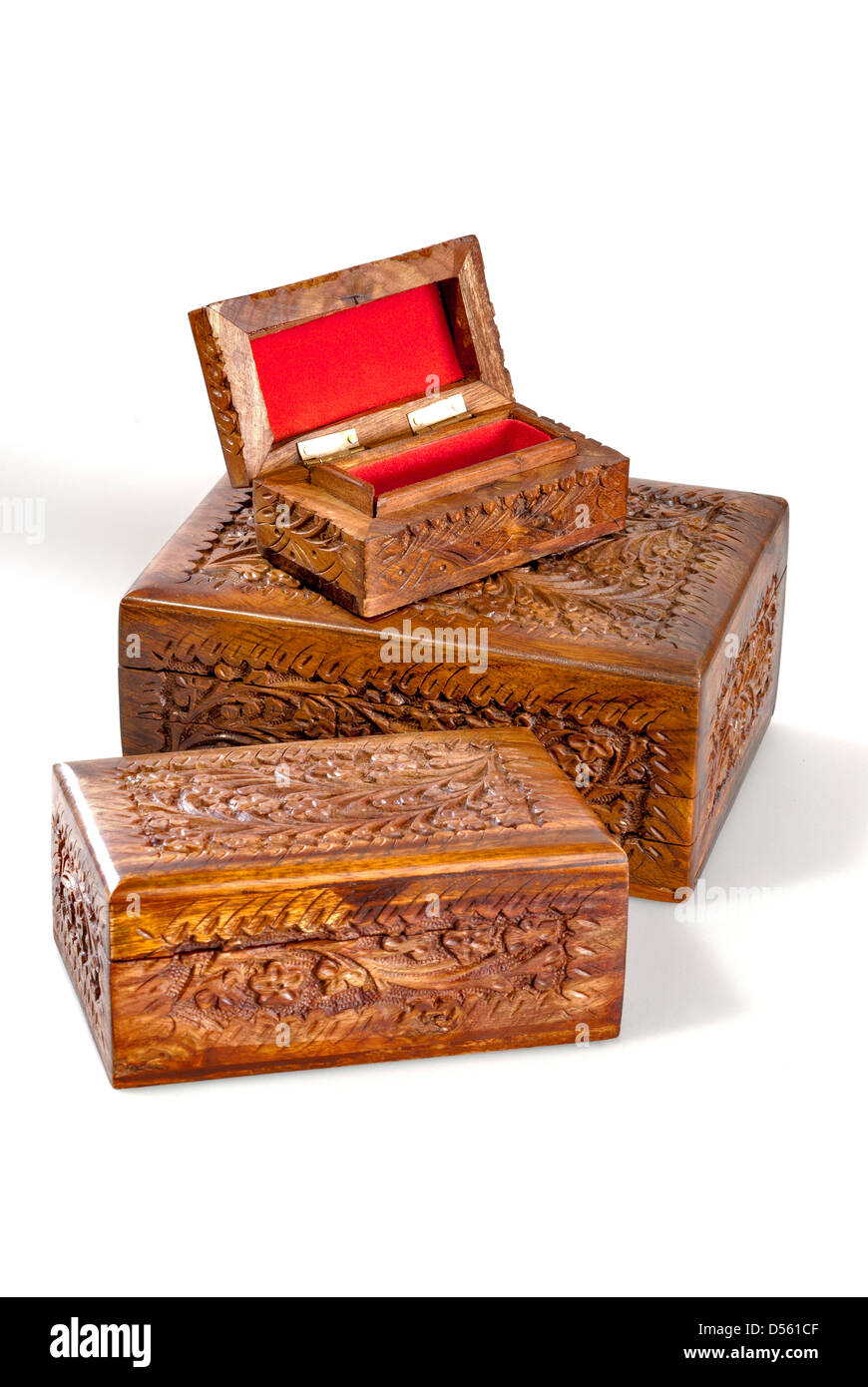 Wooden boxes displayed Stock Photo - Alamy