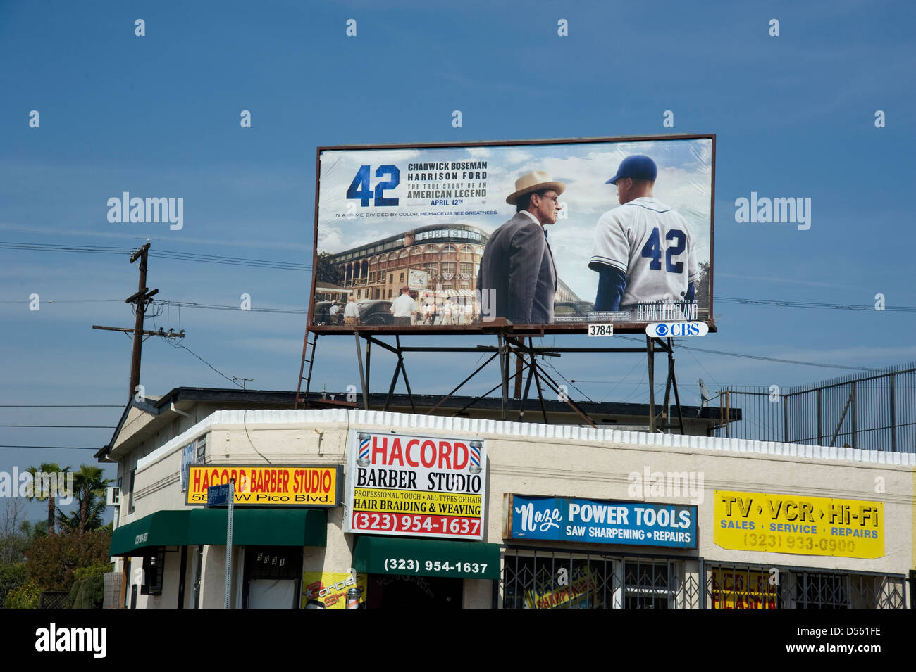 Billboard for the movie 42 about Jackie Robinson of the Brooklyn Dodgers Stock Photo