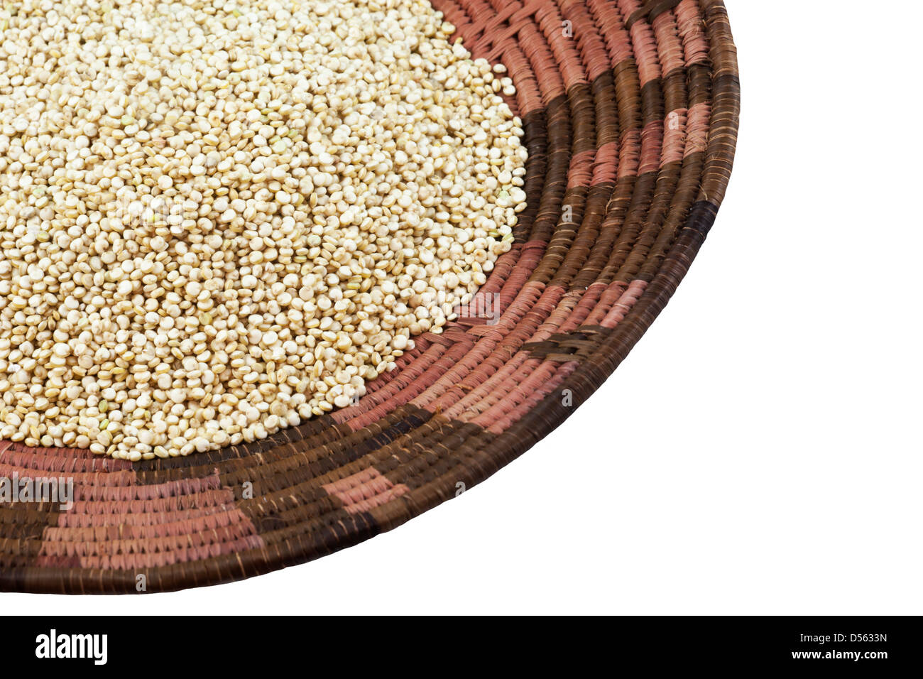 Organic golden/ white Quinoa grain (Chenopodium quinoa) in basket Stock Photo