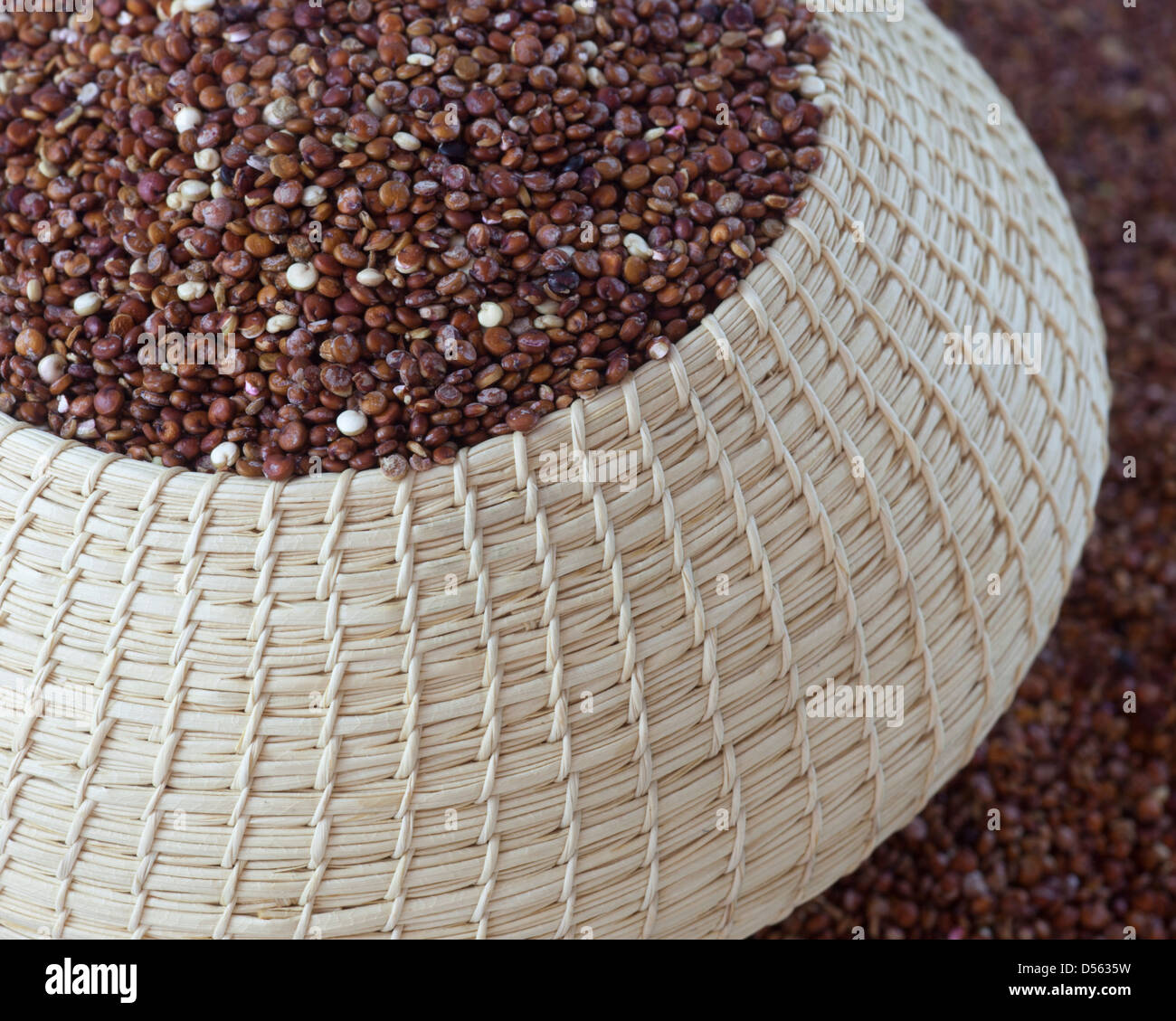 Organic red quinoa in basket Stock Photo