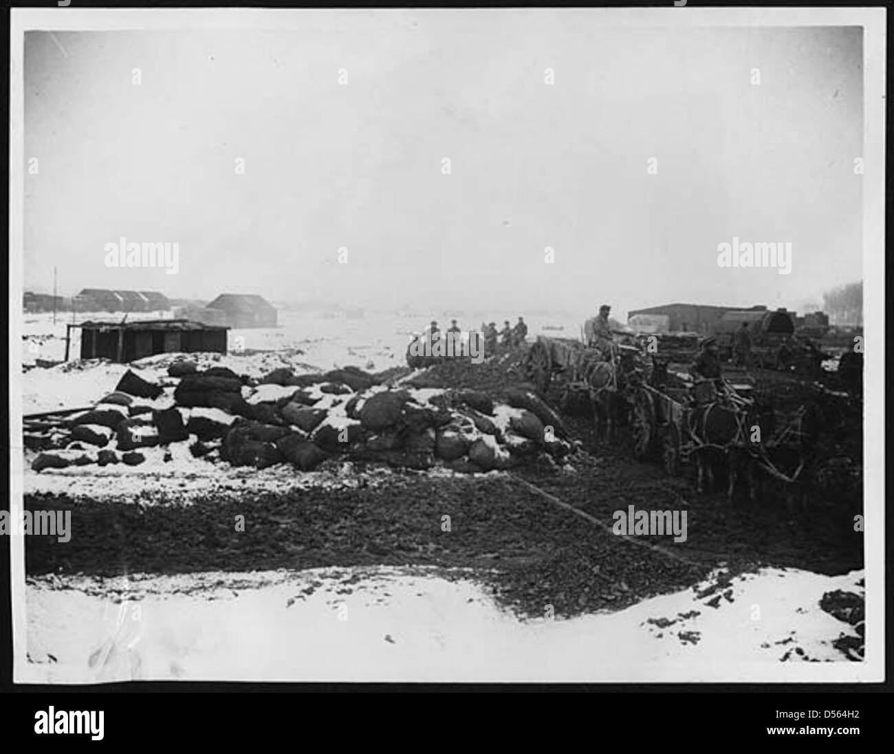 Coal dump in the snow Stock Photo