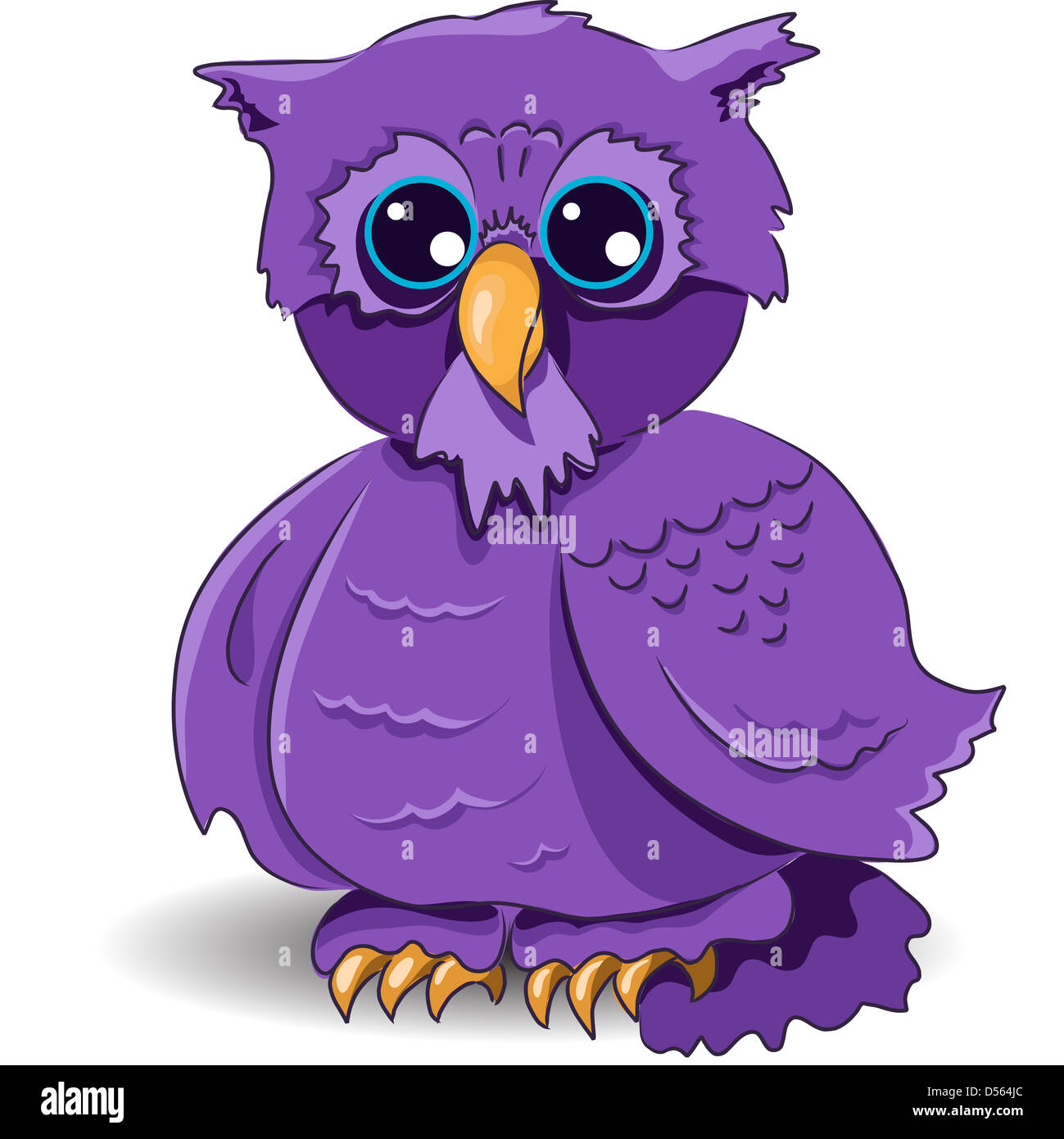 illustration, of a cartoon owl with surprised by glance Stock Photo