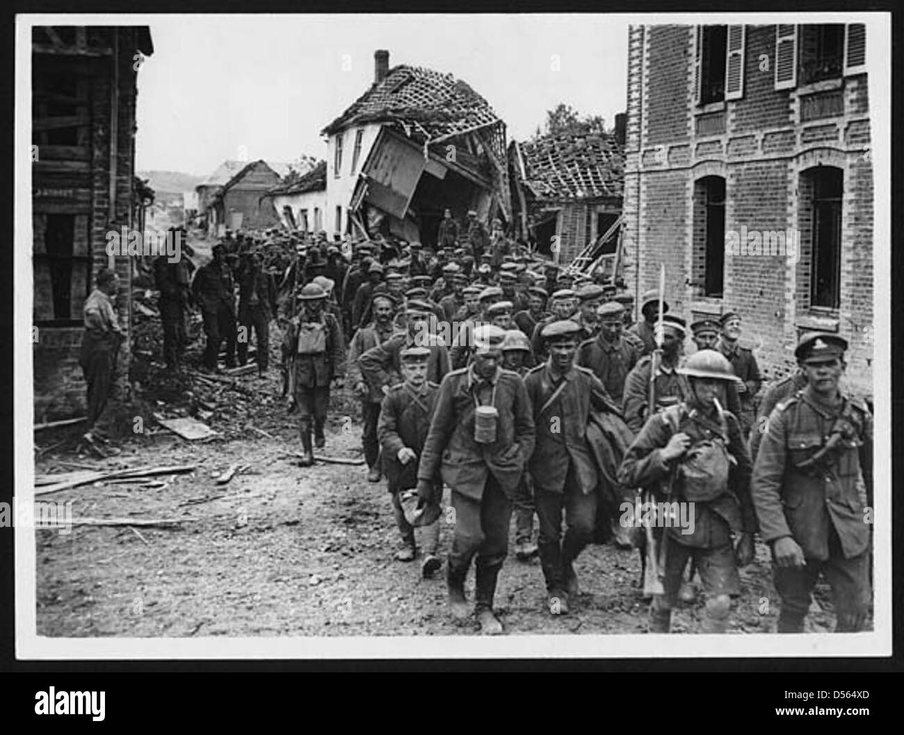British troops escort prisoners captured during World War I. The ...