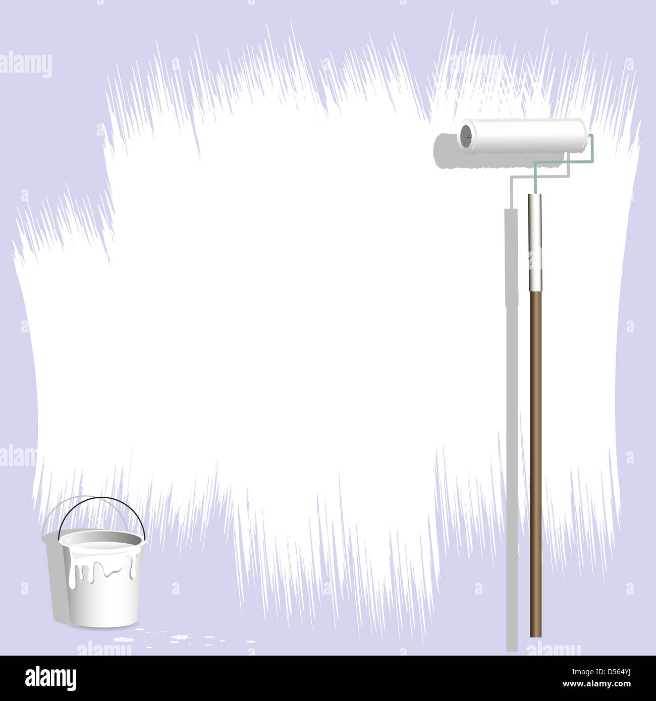 abstract illustration of a bucket of white paint and roller Stock Photo Alamy