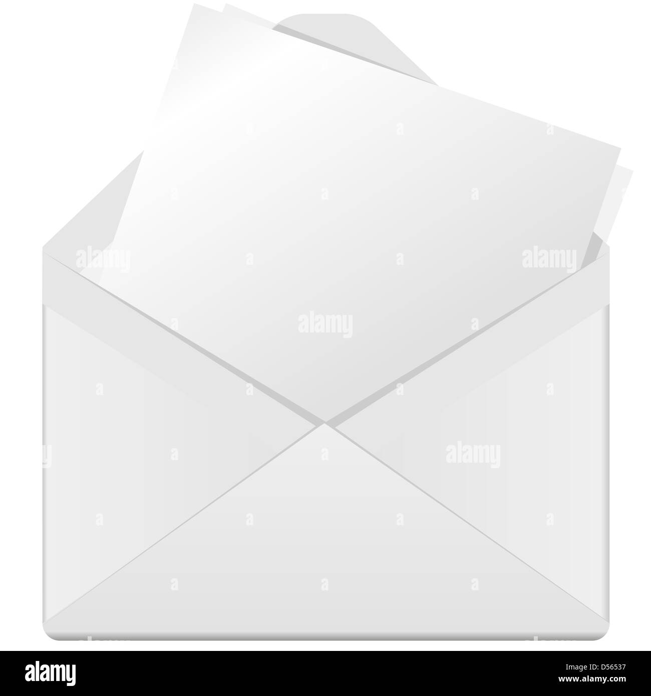 illustration, white open envelope on a white background Stock Photo - Alamy