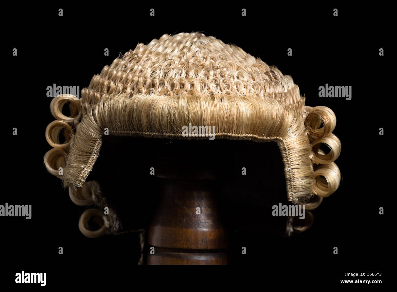 Front view of an antique horsehair lawyer's wig Stock Photo