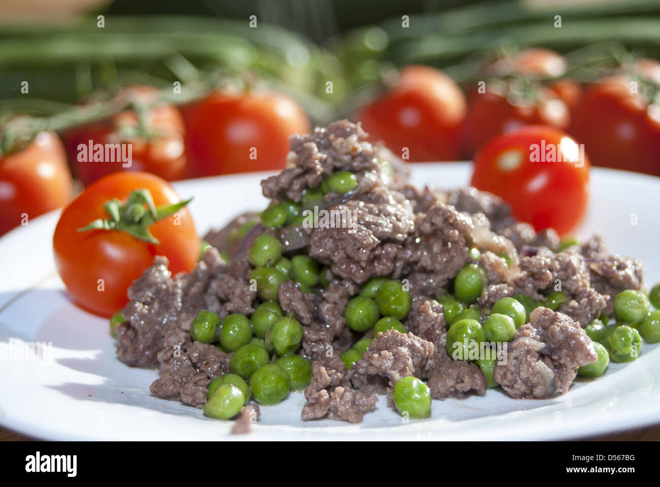 Italian diet peas and minced meat Stock Photo Alamy