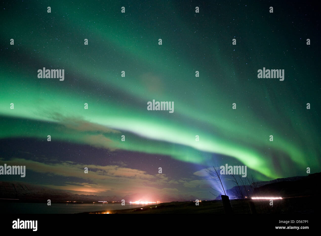The aurora borealis or the northern lights north of Reykjavik in ...