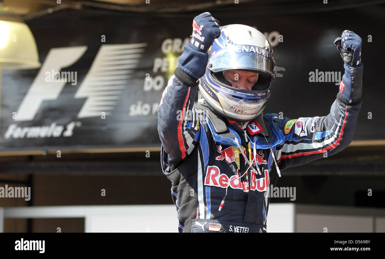 Seb Vettel 2010 Germany's Sebastian Vettel of Red Bull Racing celebrates winnign the ...
