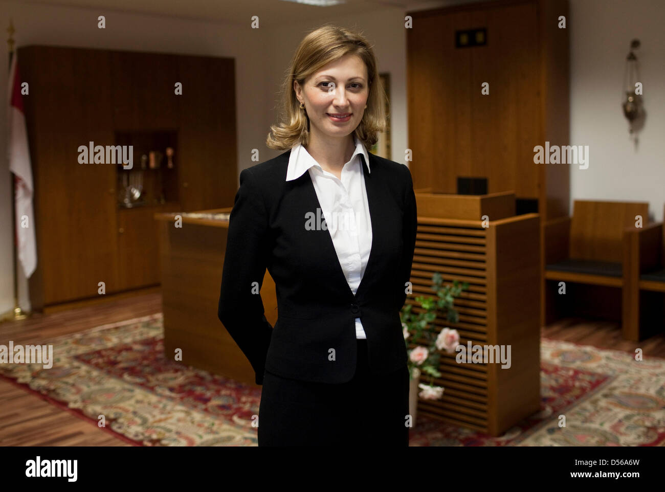 Ukrainian female rabbi Alina Treiger stands at the synagogue of Abraham-Geiger Institute in Berlin, Germany, 27 October 2010. For the first time in 75 years, a female rabbiner received her odination into priesthood in Germany on 4 November. The college, which exits since 1999 schools liberal rabbis and is the first liberal rabbi seminary in middle Europe after the genocide on Jews  Stock Photo