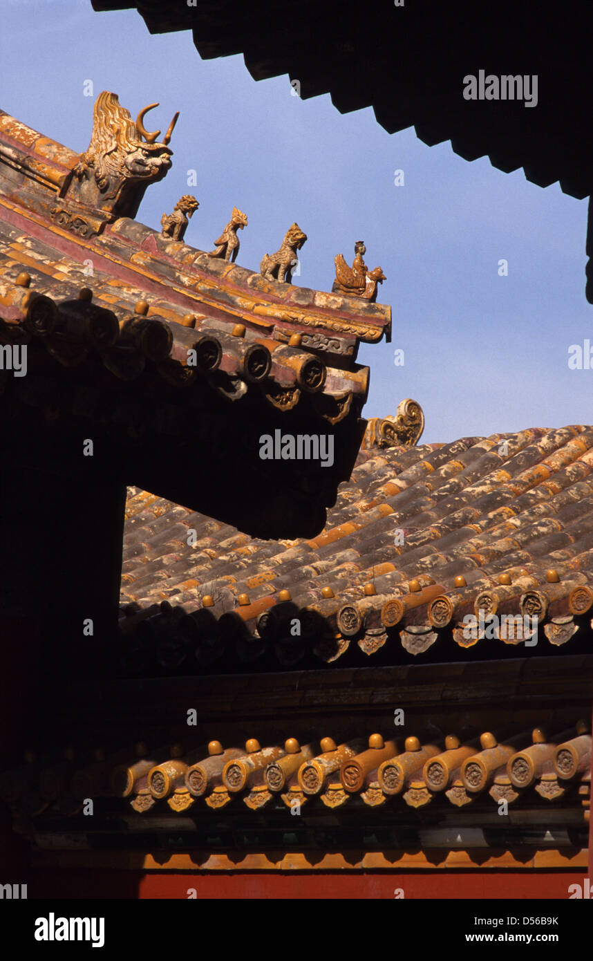Roof ridge decorations of the Yonghe Temple also known as the Yonghe ...