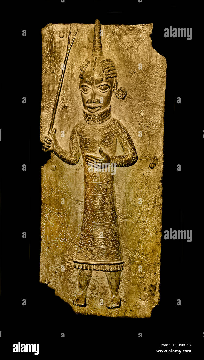 Bronze Brass plaque showing the Oba of Benin with attendants Edo ...