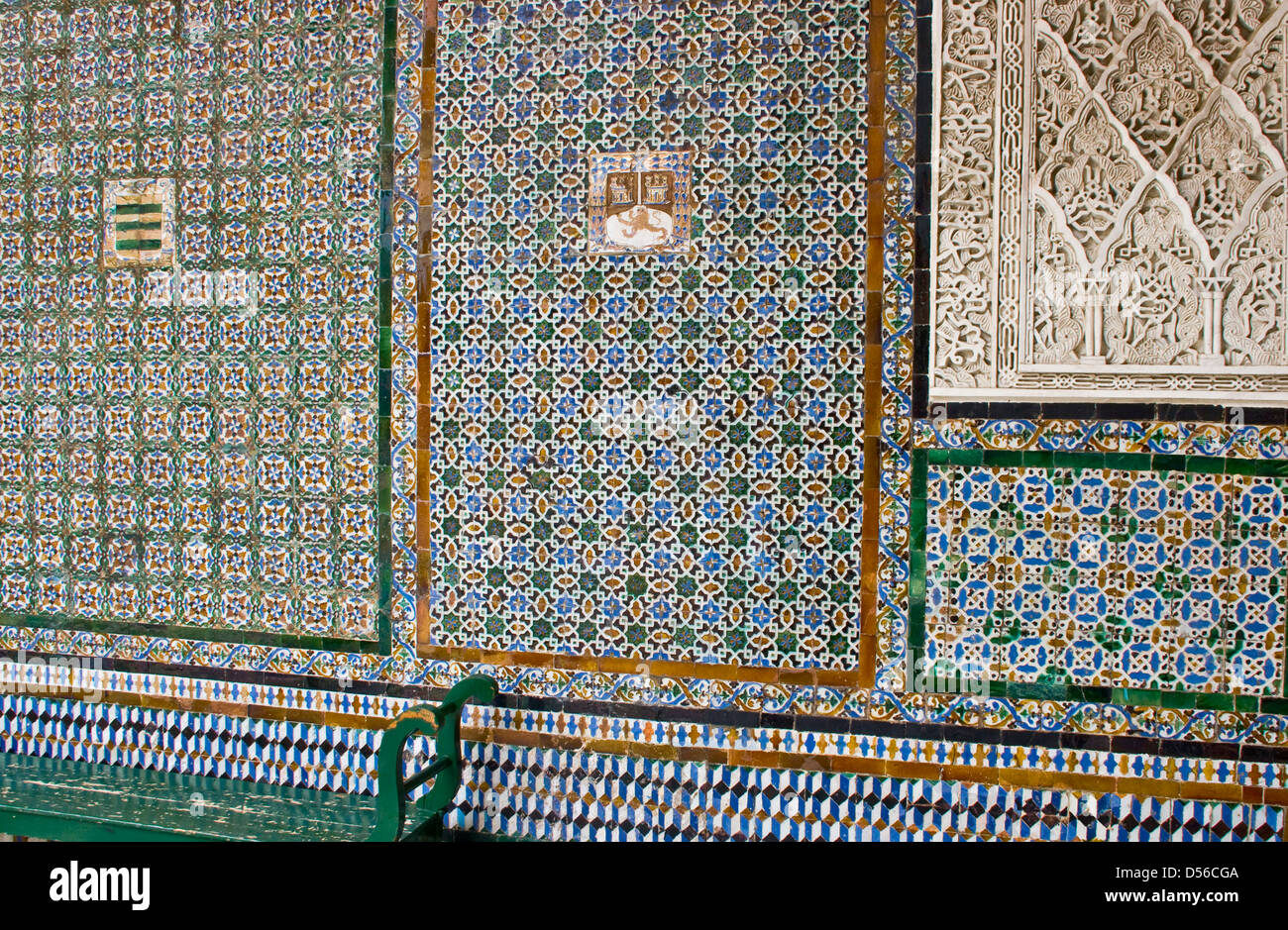 Decorative Azulejos ceramic tiling design Casa de Pilatos Seville