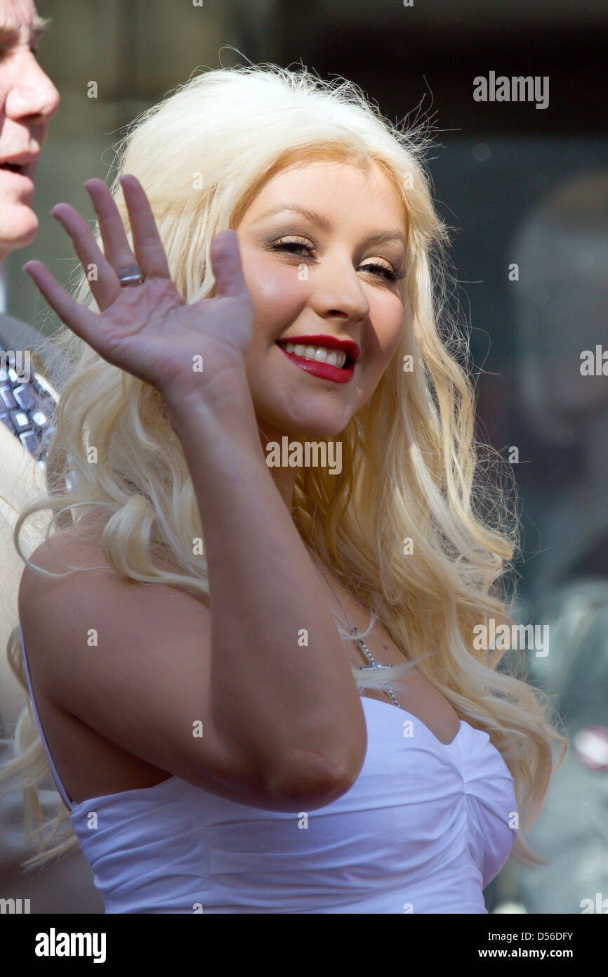 US singer and actress Christina Aguilera attends the ceremony for her ...