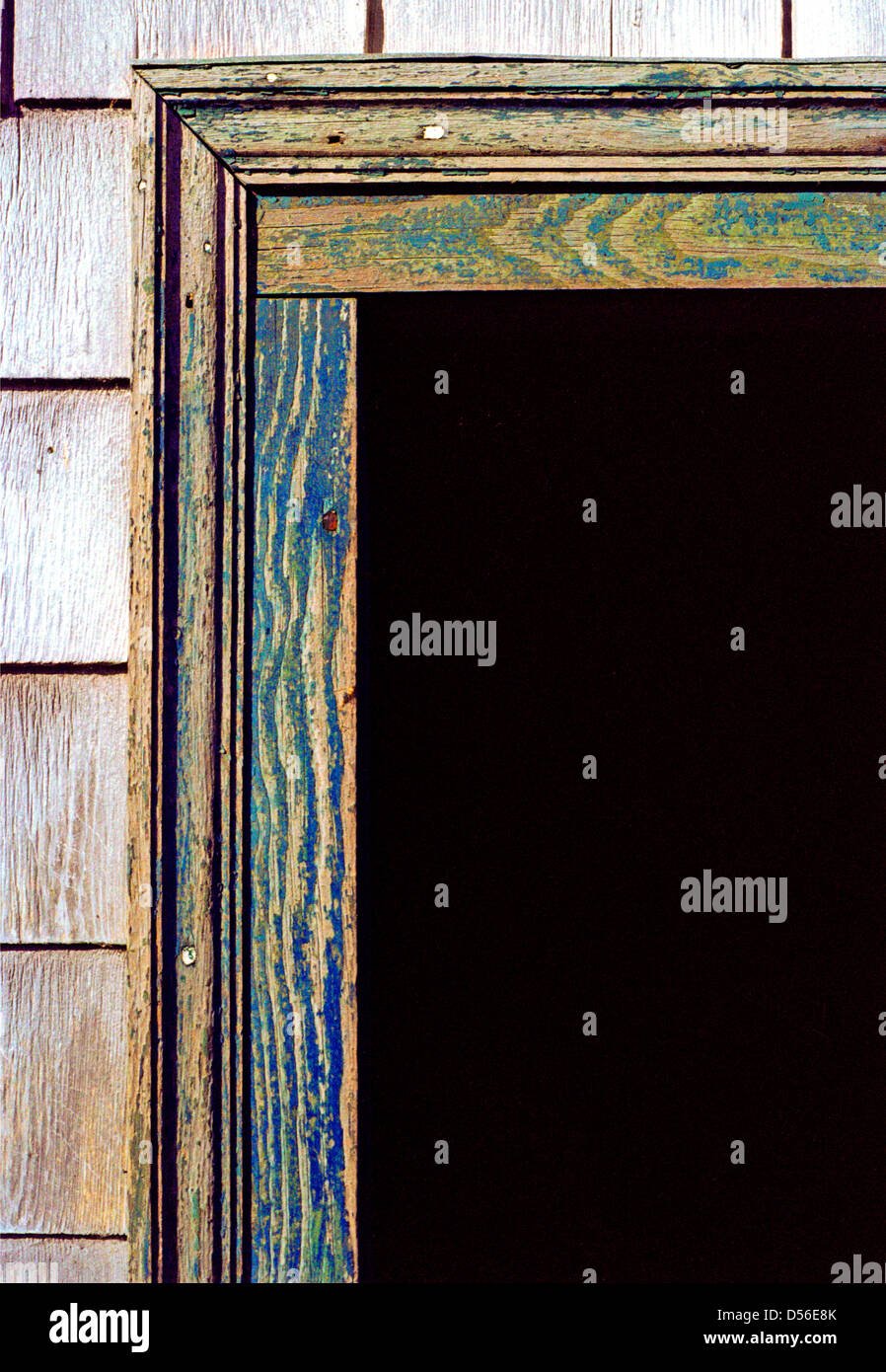 Detail of a doorway in a shingle-clad boathouse on Cape Cod, Massachusetts, USA Stock Photo