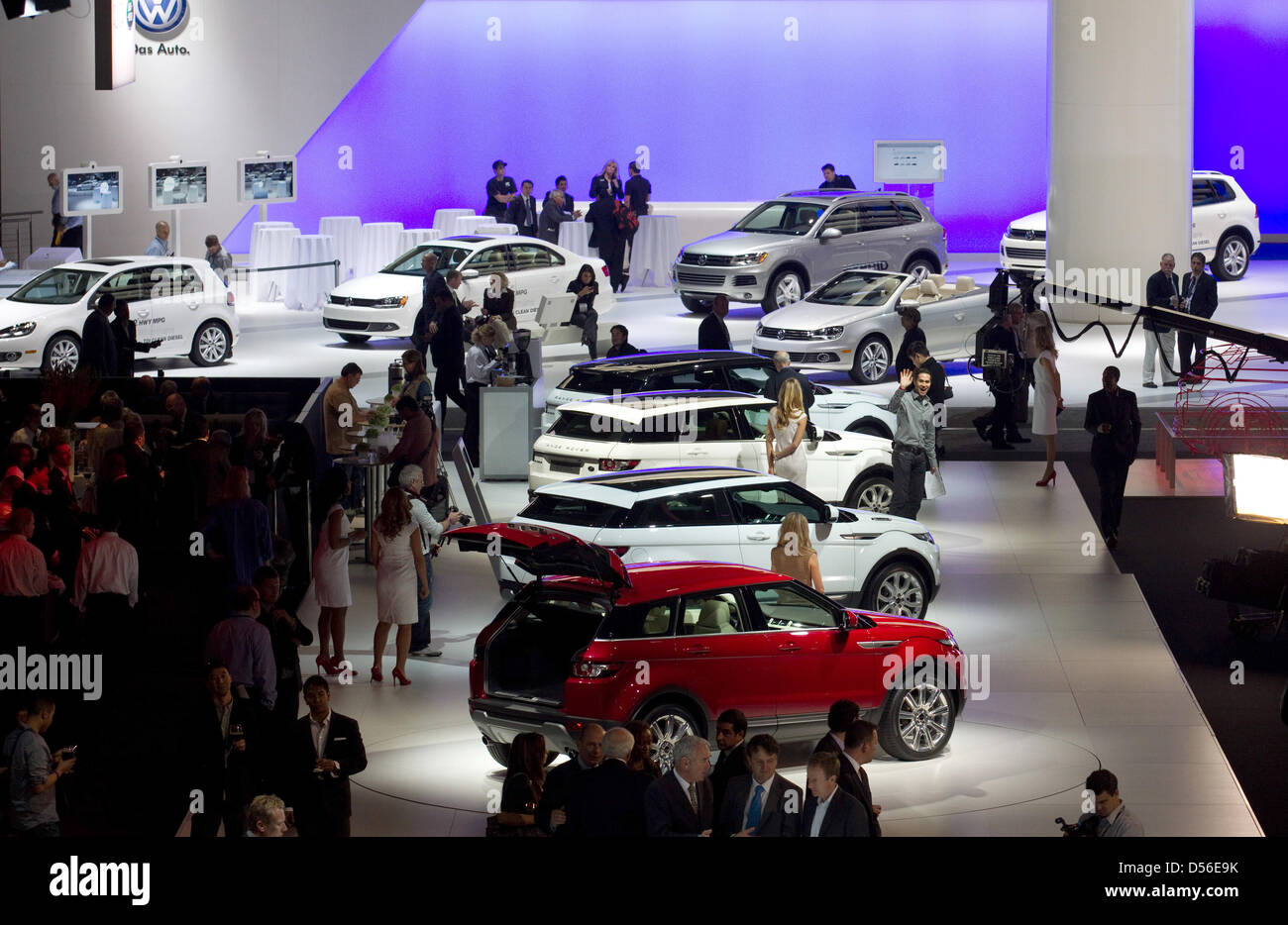 Cars of Rover and Volkswagen are on display during the LA Auto Show at ...