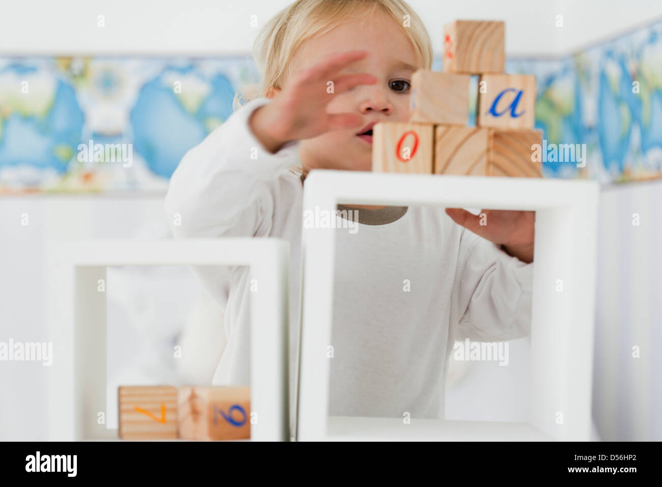 Baby stacking blocks Stock Photo Alamy