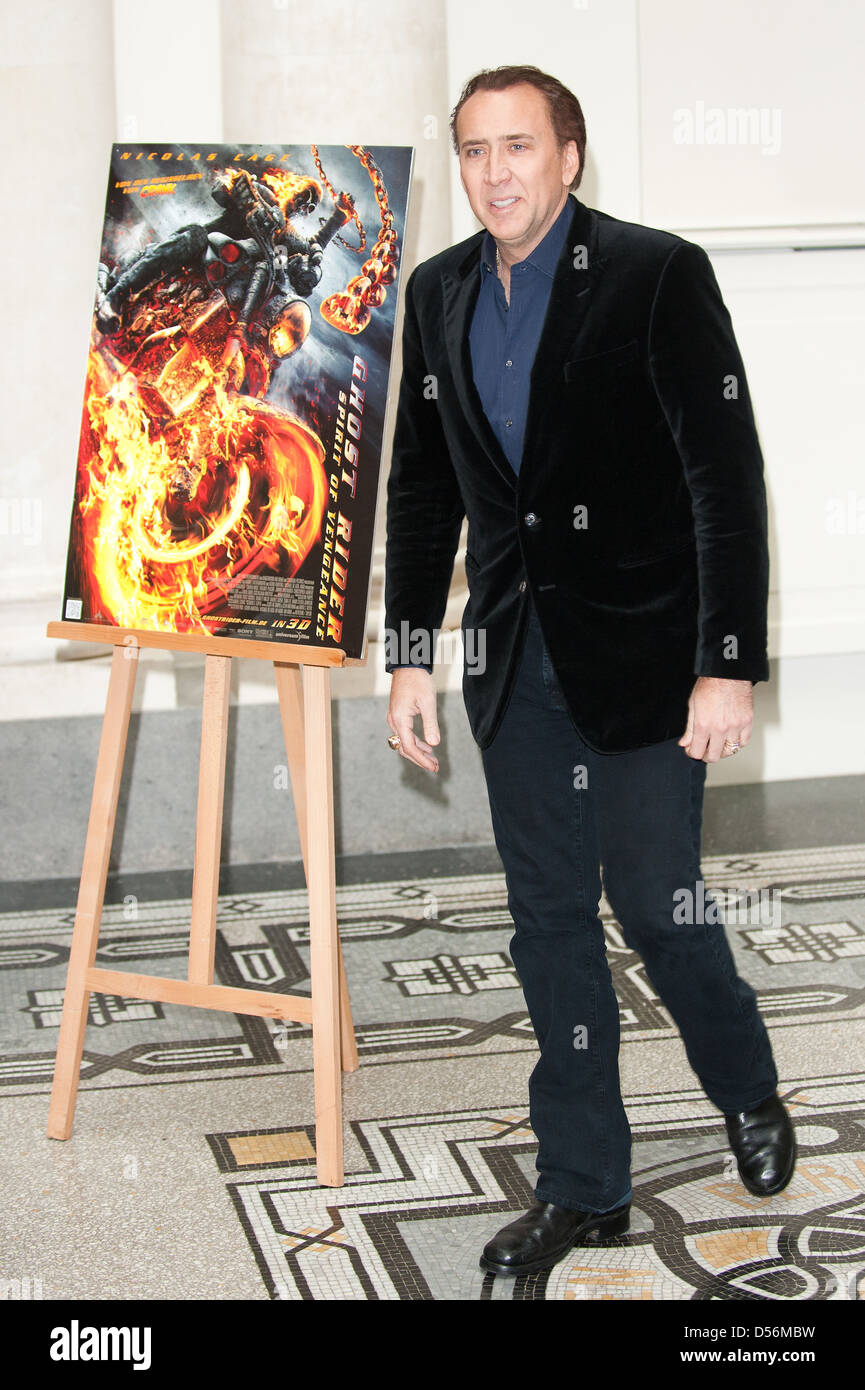 Nicolas Cage promoting his movie "Ghost Rider: Spirit Of Vengeance ...