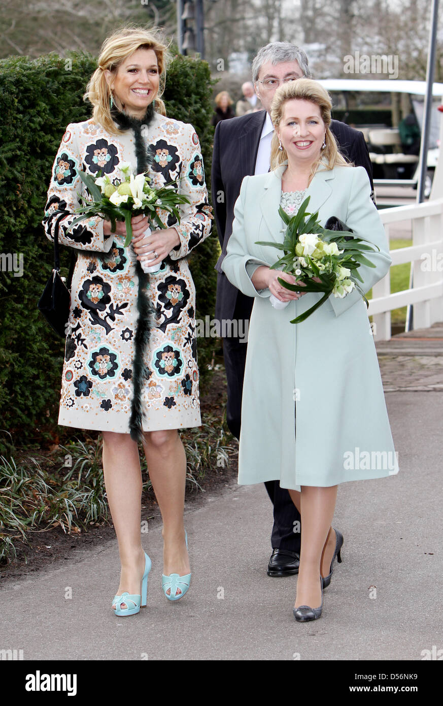 Princess Maxima of the Netherlands (L) and Russian First Lady Svetlana Medvedeva attend the season opening of the International flower exhibition 'De Keukenhof' in Lisse, Netherlands, 17 March 2010. The theme of this year's exhibition is 'From Russia with Love'. Photo: Patrick van Katwijk Stock Photo
