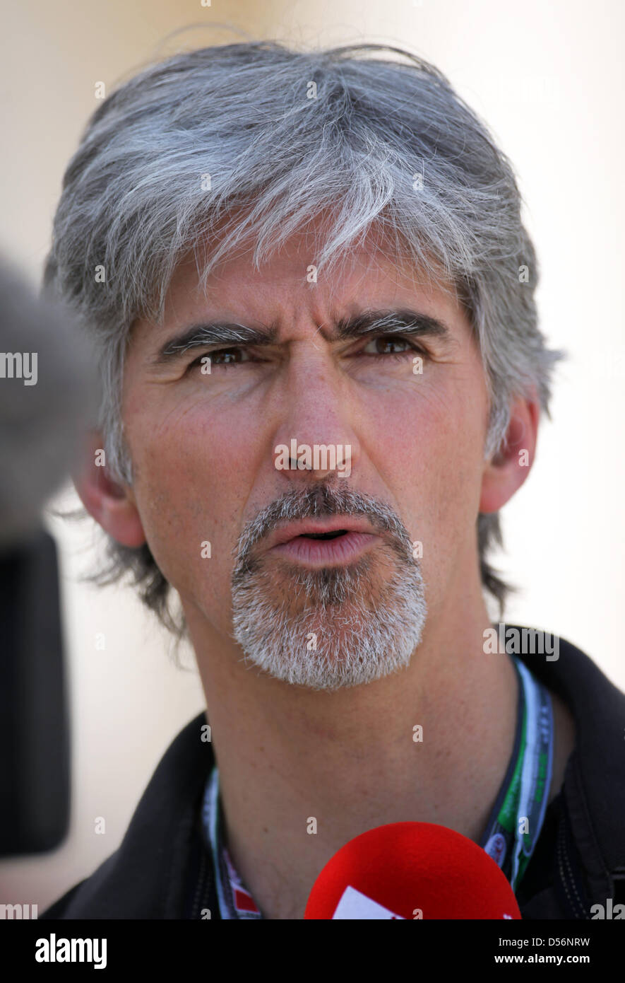 Former Formula One champion Damon Hill pictured at the Formula One Grand Prix of Bahrain at Sakhir race track near Manama, Bahrain, 14 March 2010. The Grand Prix of Bahrain kicked off the 2010 Formula One season. Foto: Jens Buettner Stock Photo