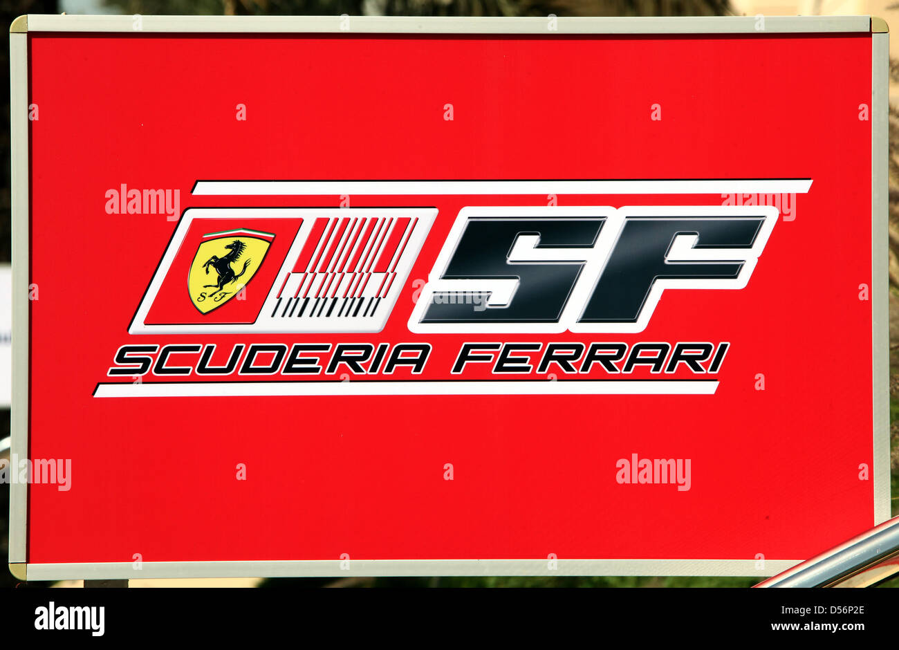 The Team Sign Of Ferrari Pictured At Sakhir Race Track Prior To The the-team-sign-of-ferrari-pictured-at-sakhir-race-track-prior-to-the