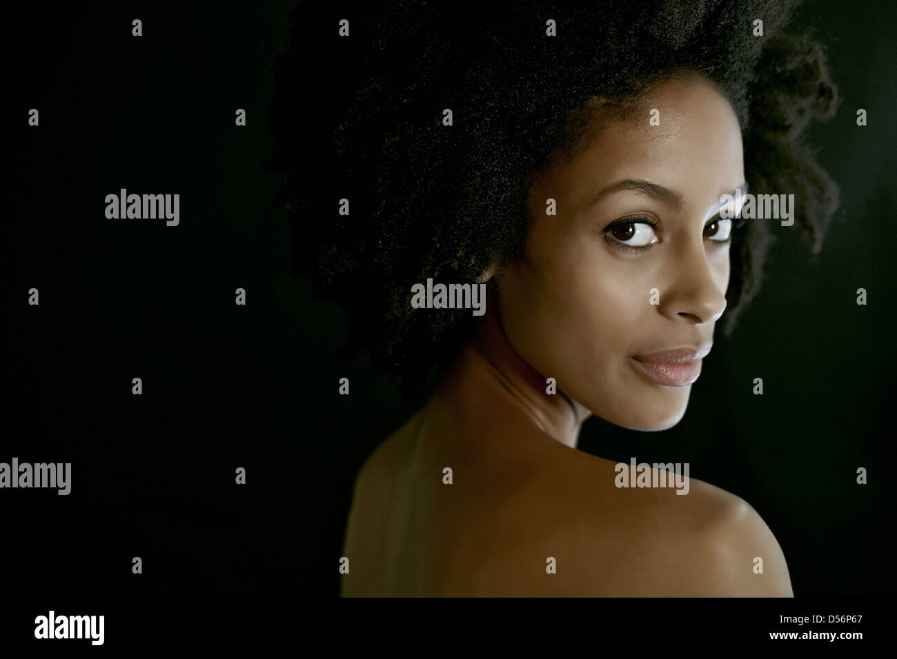 Nude mixed race woman smiling Stock Photo - Alamy