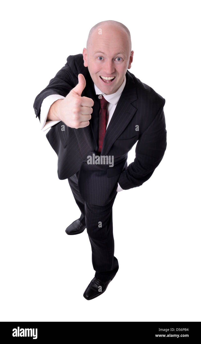 thumbs up from a businessman viewed from above Stock Photo