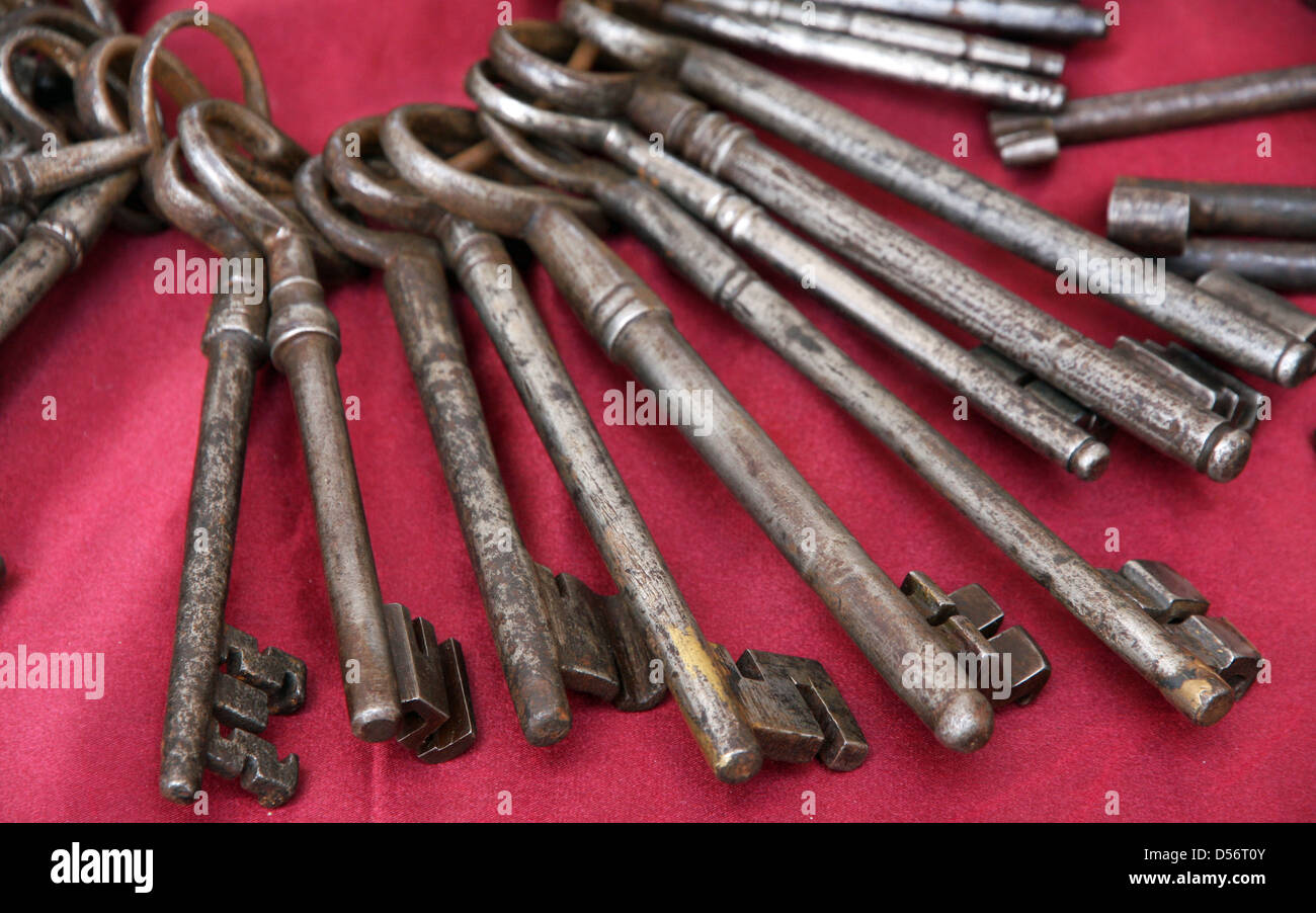 rusty old key to open the doors and the locks of homes once Stock Photo
