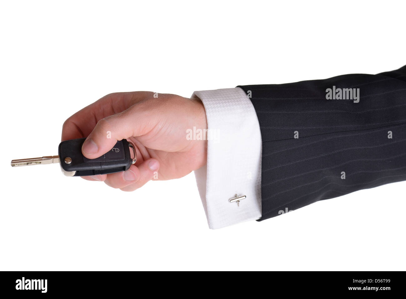 business man using car key isolated on white background Stock Photo - Alamy