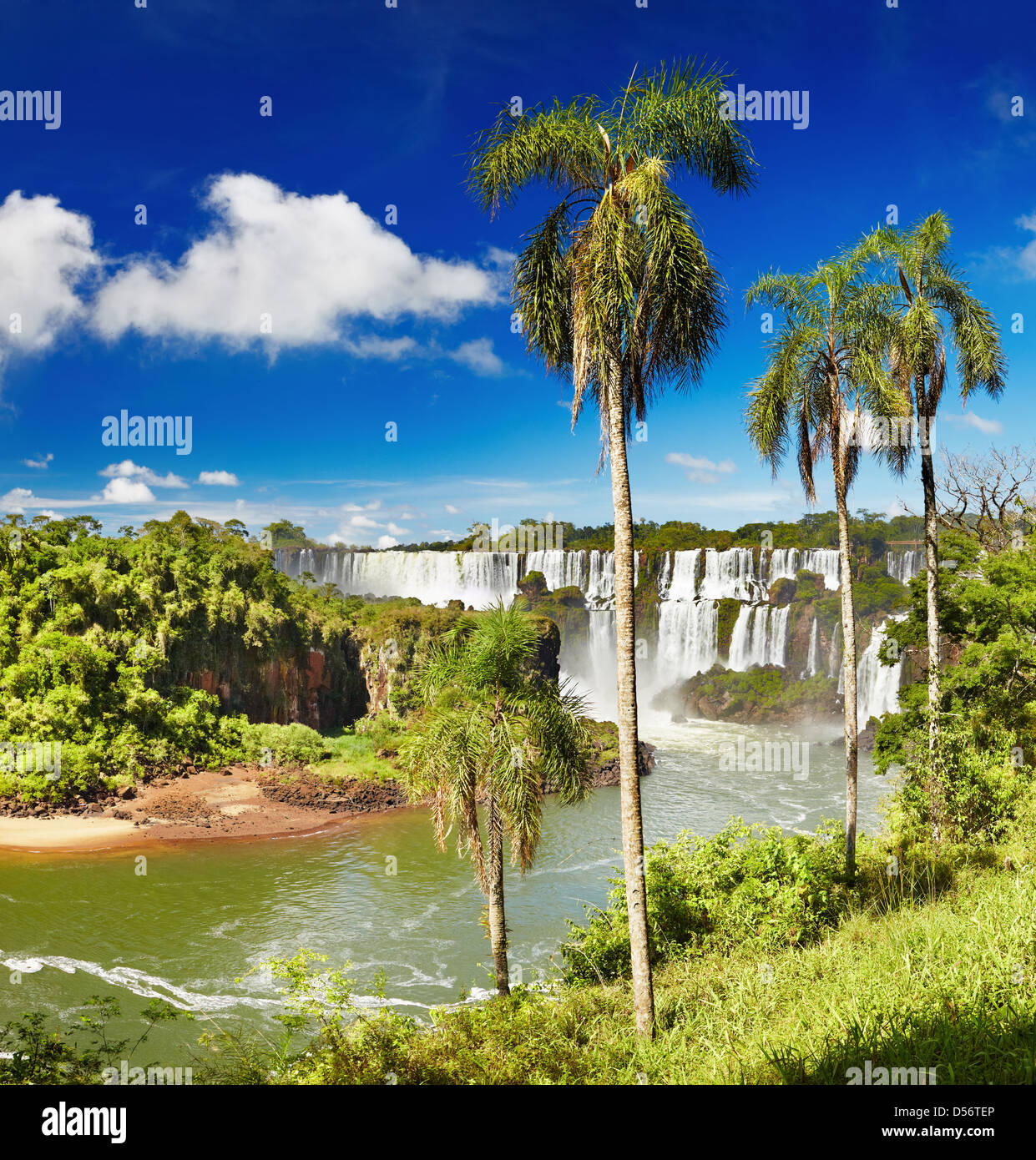 Iguassu Falls, the largest series of waterfalls of the world, located at the Brazilian and Argentinian border Stock Photo