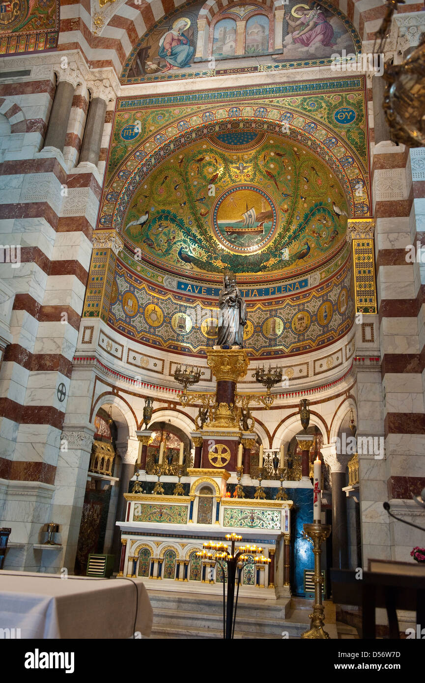 The chancel in Notre Dame de la Garde, Marseille Stock Photo