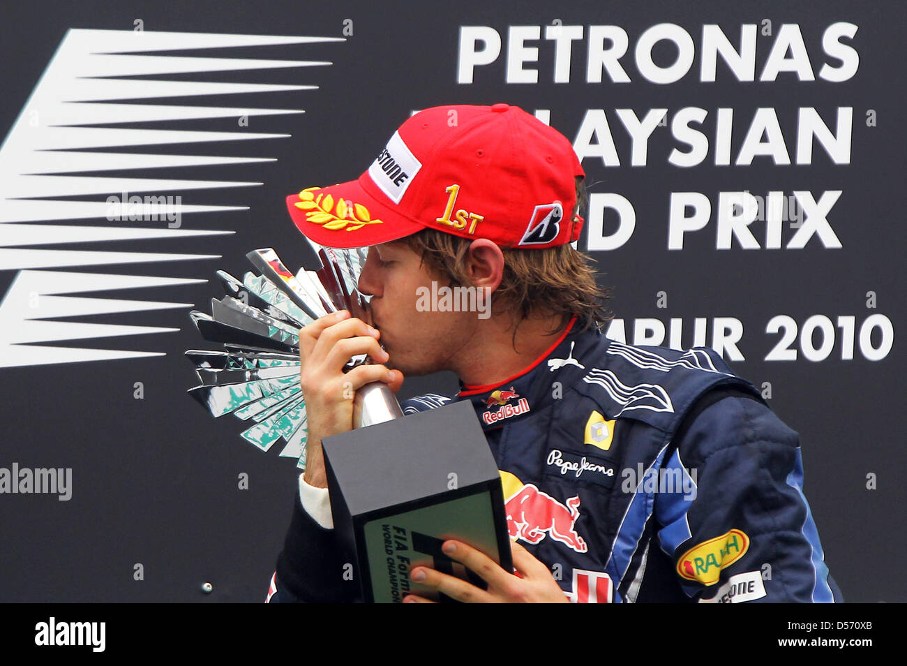 Vettel Victory German Formula One driver Sebastian Vettel of Red Bull celebrates his ...