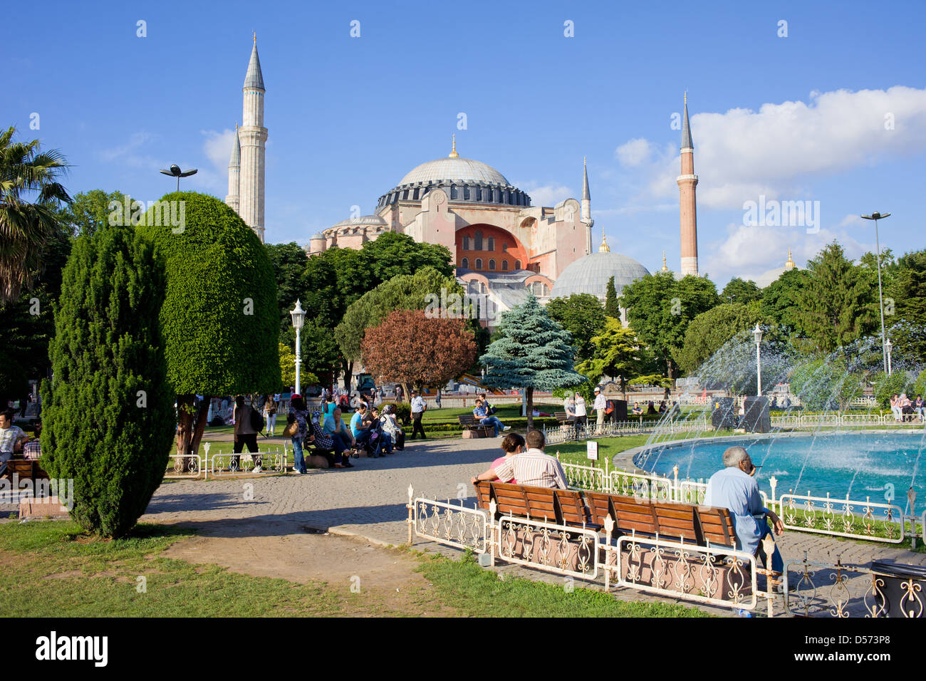 Sultan Ahmet Park and Byzantine architecture of the Hagia Sophia in ...