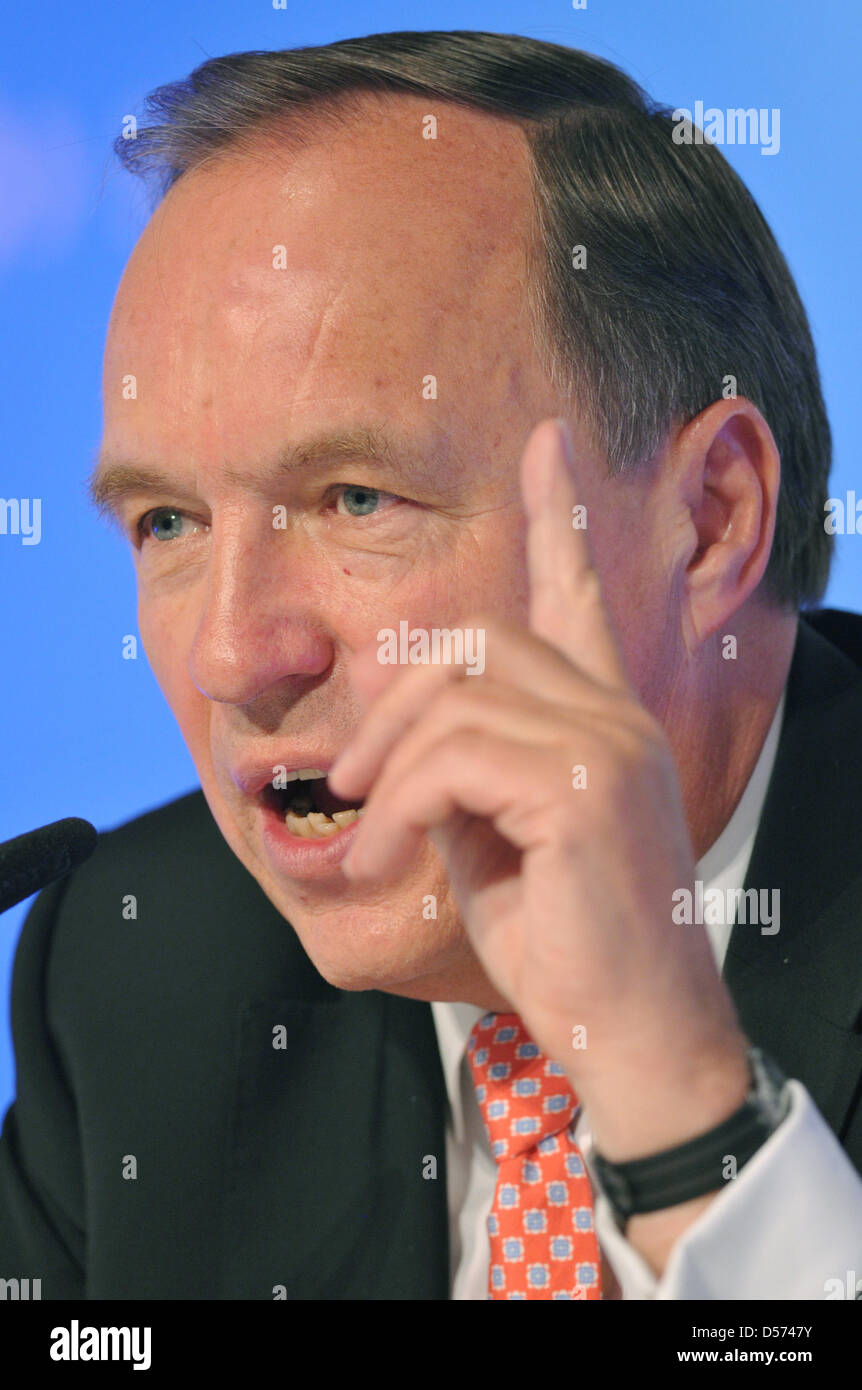 New BayernLB CEO Gerd Haeusler delivers a press conference in Munich