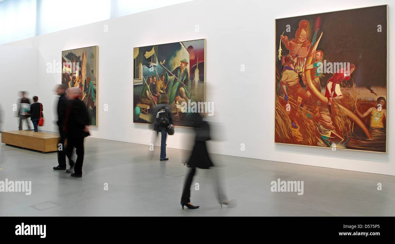 German Neo Rauch Visitors to an exhibition on German painter Neo Rauch at the Museum of ...