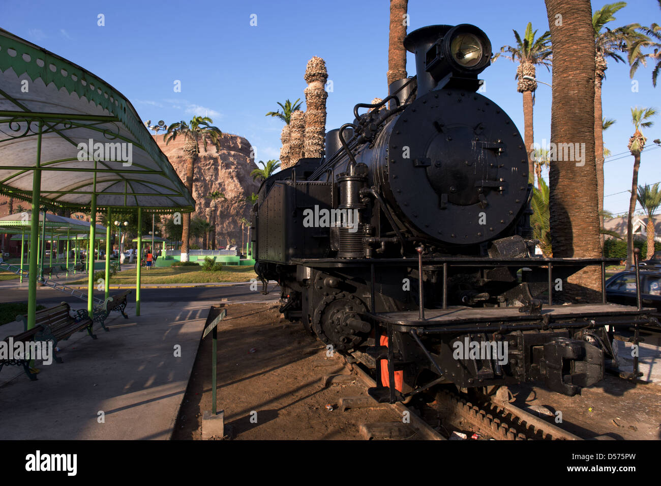 Steam Train near Customs House in Arica, Chile, South America Stock Photo