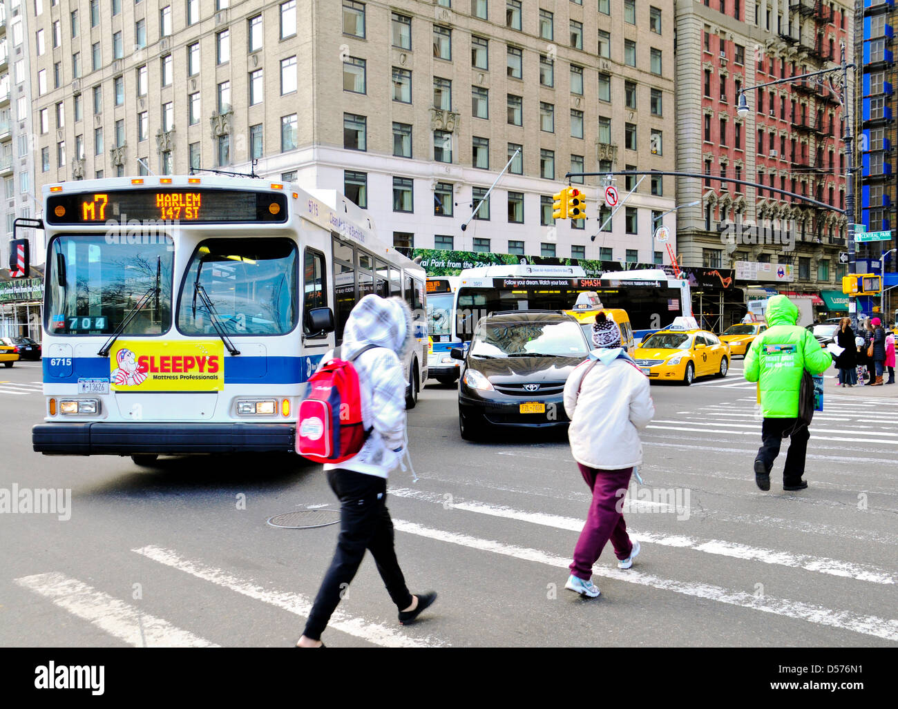 Mta m7 public transportation bus hires stock photography and images