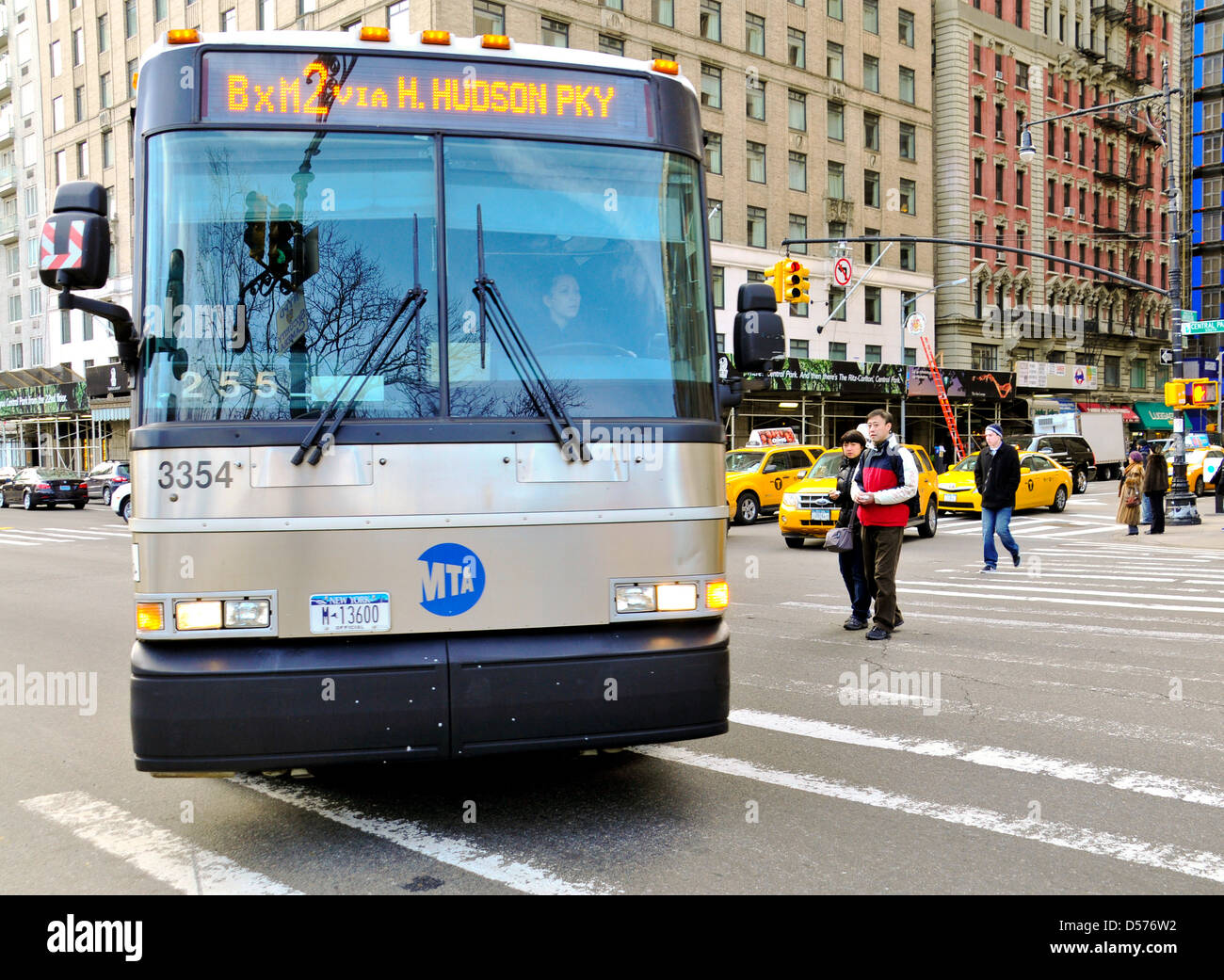 MTA BXM2 public transportation bus, sixth avenue Central Park South
