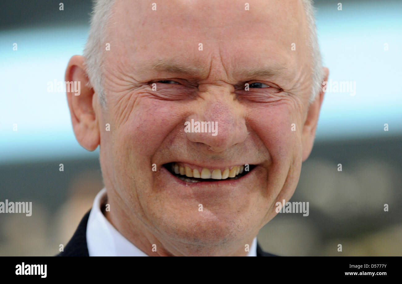 Ferdinand Piech, chairman of the supervisory board of Volkswagen AG, laughs at the company's general meeting in Hamburg, Germany, 22 April 2010. Europe's largest automaker Volkswagen increased its profits in the first quarter of 2010. The earnings after taxes increased by nearly 95 per cent to 473 million euros, the turnover increased by 19 per cent to 28.6 billion euros in compari Stock Photo