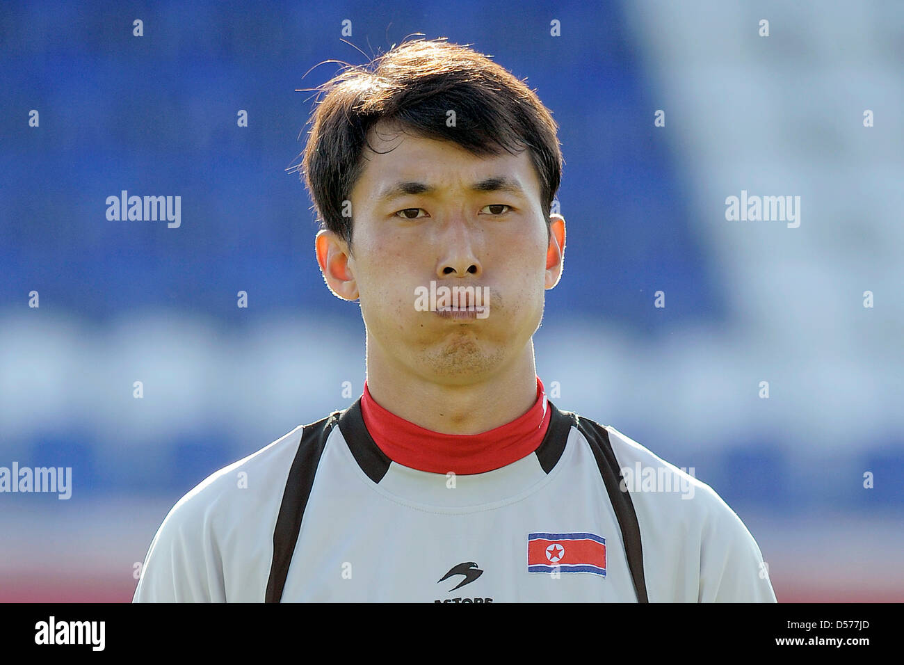 Korea DPR's Myong-Guk Ri pictured prior to the friendly match South ...