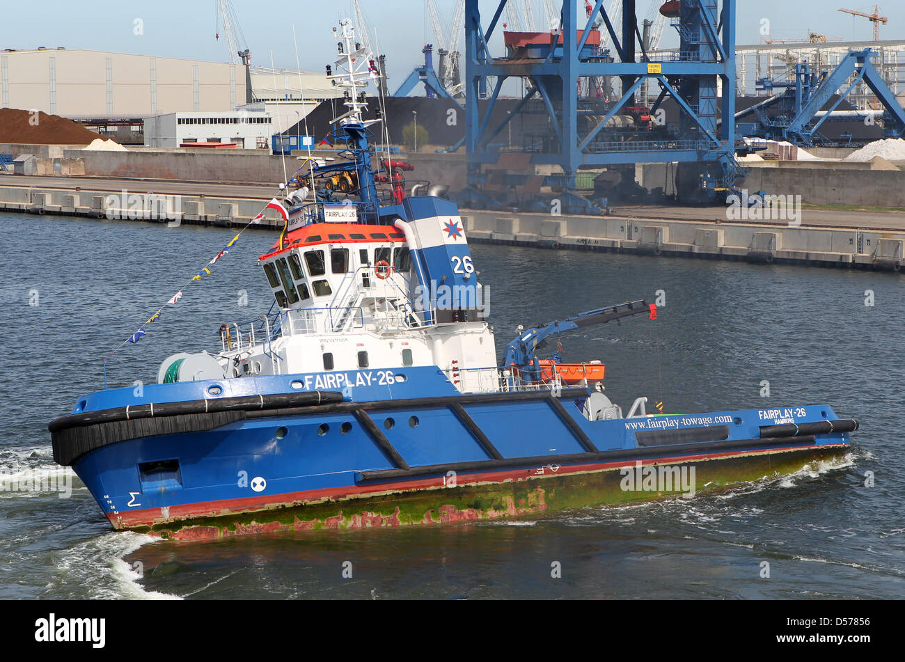 Emergency tug boat ''Fairplay 26'' shows its abilities during the ...