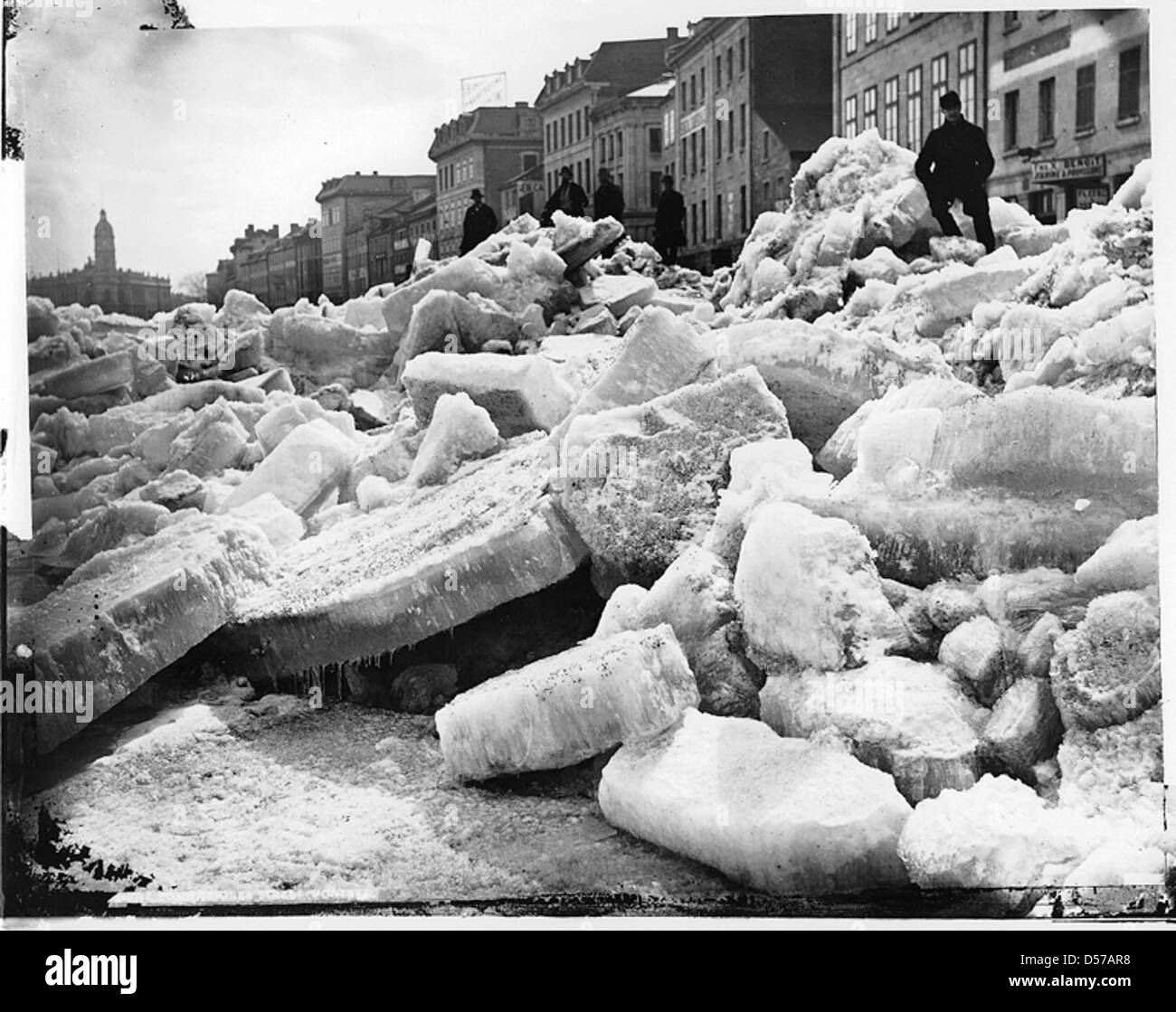 Ice shove, Montreal harbour, QC, about 1880 Stock Photo