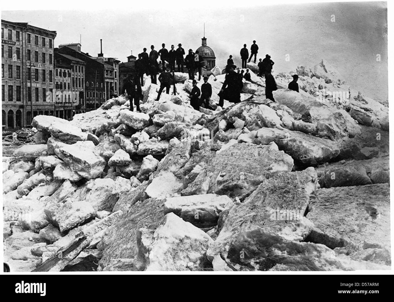 Ice shove, Commissioners Street, Montreal, QC, about 1884 Stock Photo