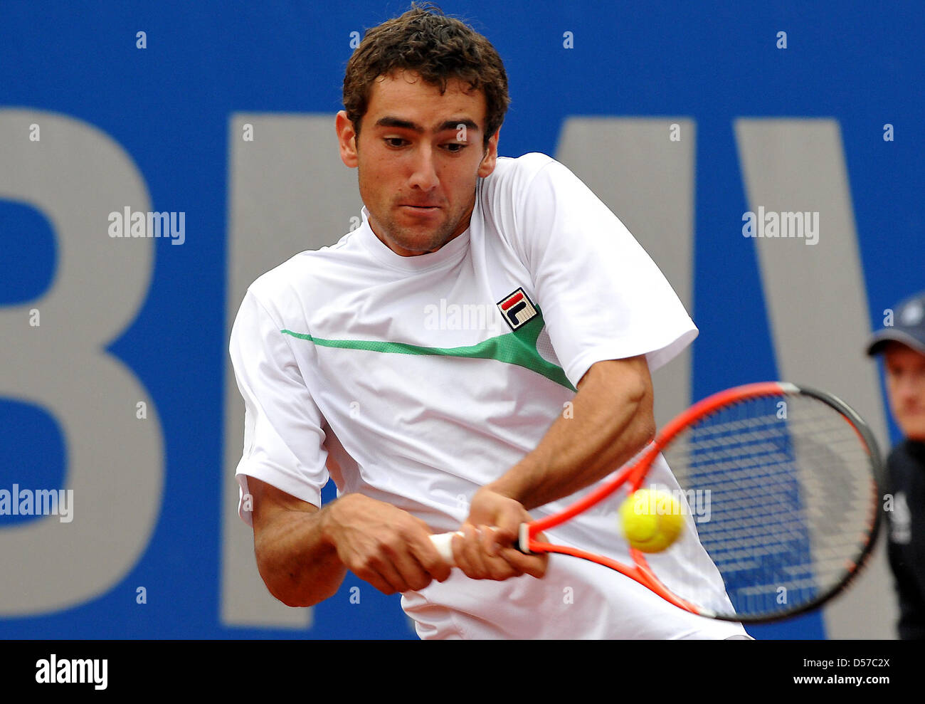 Croatia S Marin Cilic Returns A Backhand To Germany S Berrer At The Stock Photo Alamy